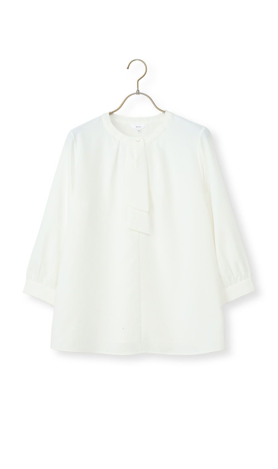 ボウタイブラウス【7分袖】 ホワイト S