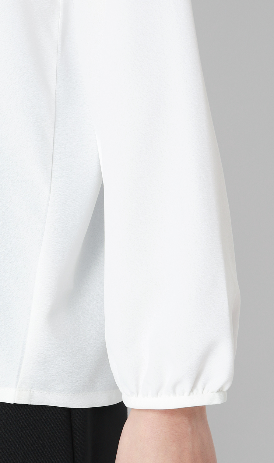 フリルタイブラウス【7分袖】 ホワイト S