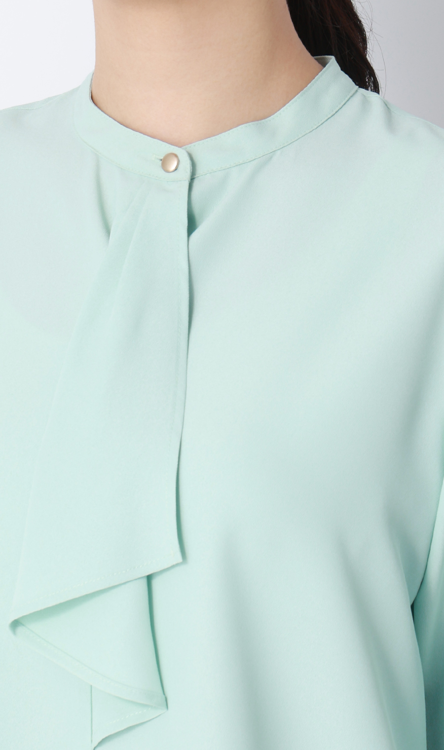 フリルタイブラウス【7分袖】 グリーン S