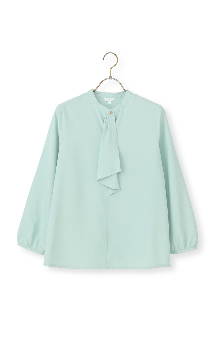 フリルタイブラウス【7分袖】 グリーン S