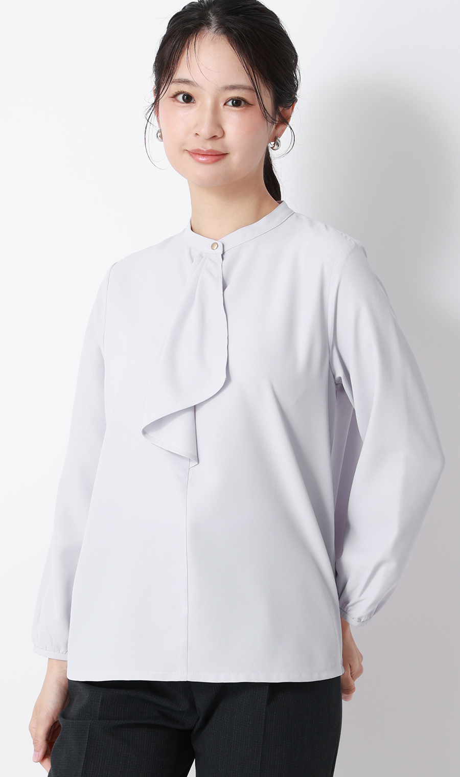 フリルタイブラウス【7分袖】 ラベンダー S