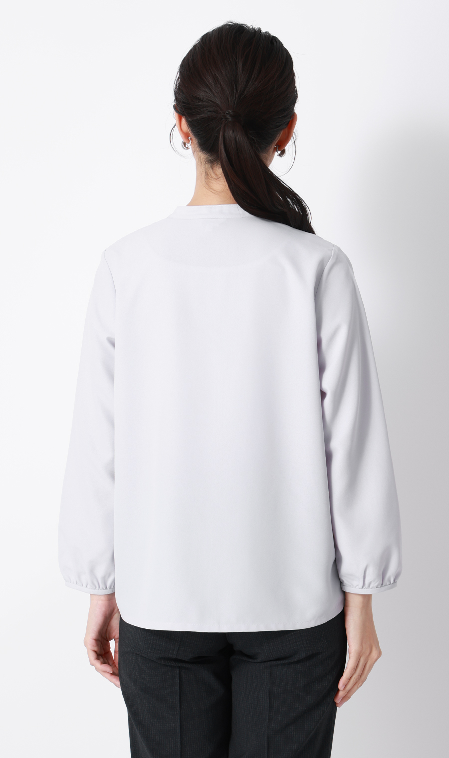 フリルタイブラウス【7分袖】 ラベンダー S