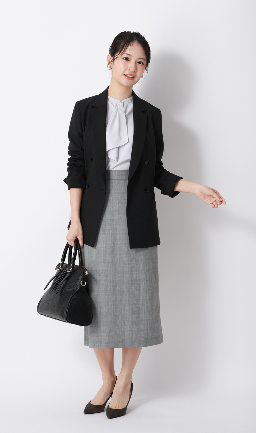 フリルタイブラウス【7分袖】 ラベンダー S