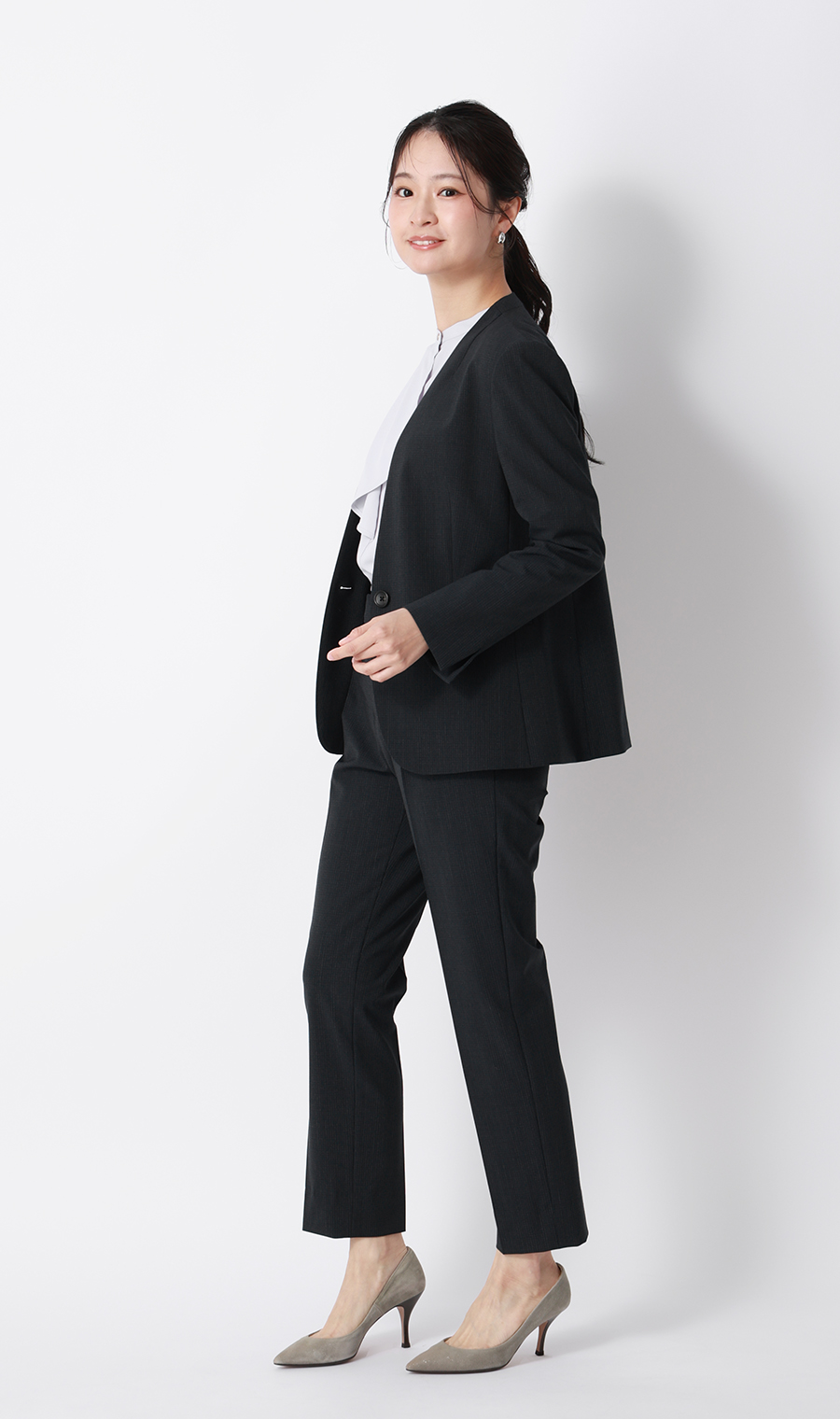 フリルタイブラウス【7分袖】 ラベンダー S