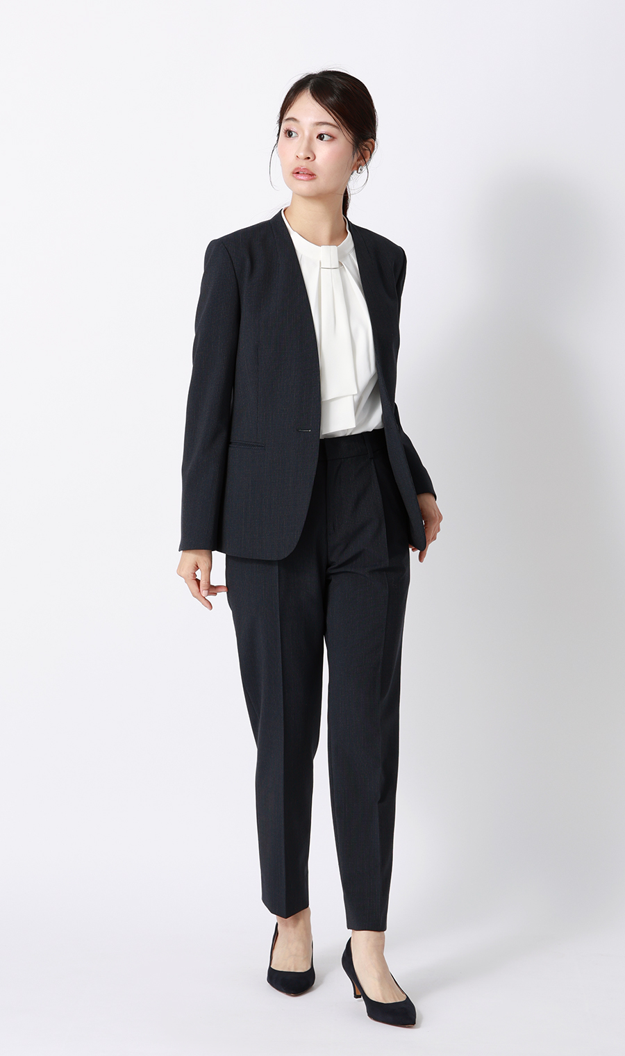 名品アクセサリー付きボウタイブラウス【4WAY】【半袖】 ホワイト S