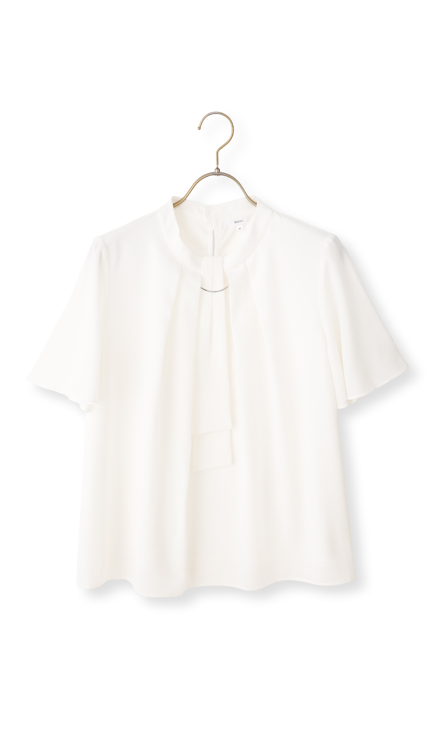 名品アクセサリー付きボウタイブラウス【4WAY】【半袖】 ホワイト S