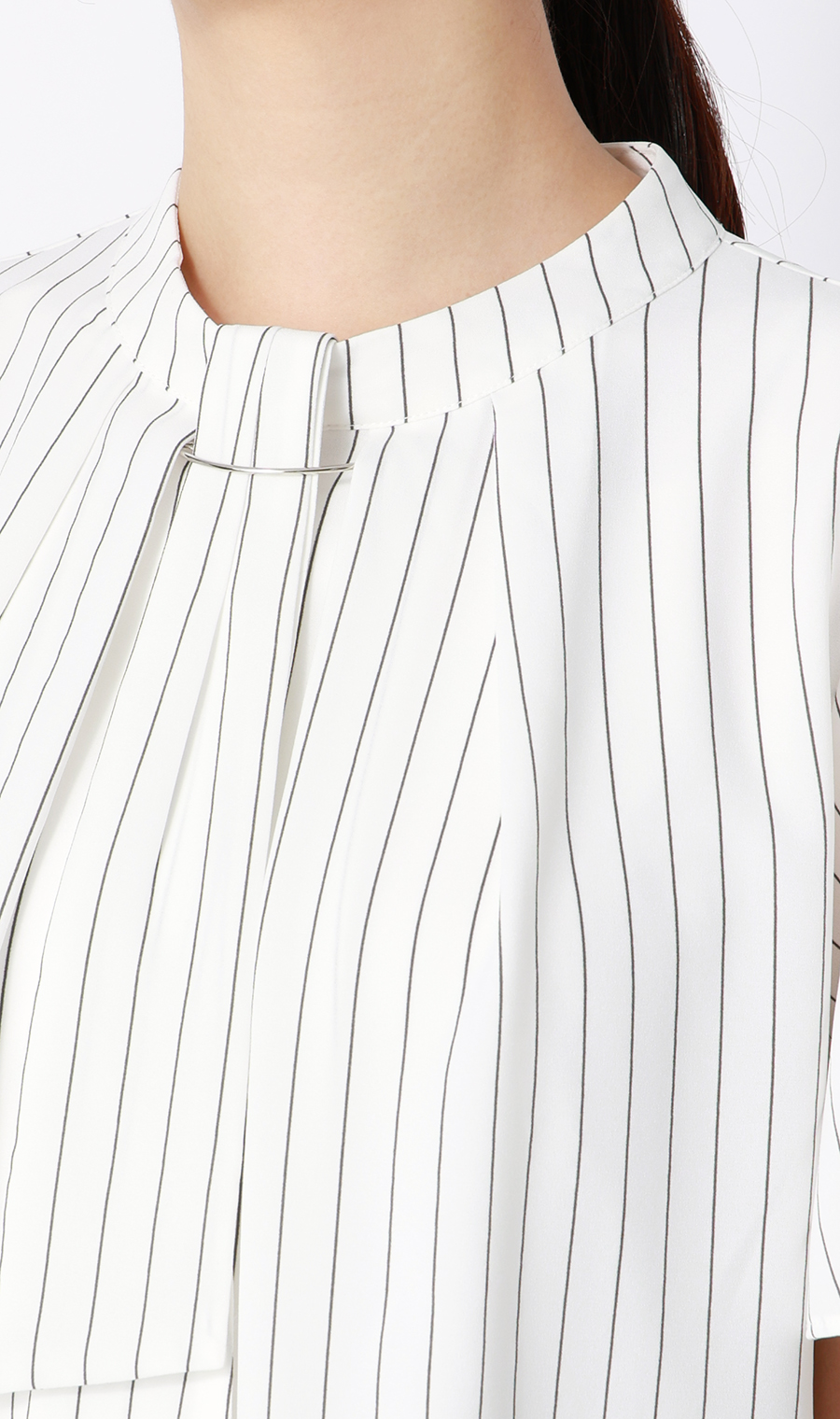 名品アクセサリー付きボウタイブラウス【4WAY】【半袖】 ホワイト S