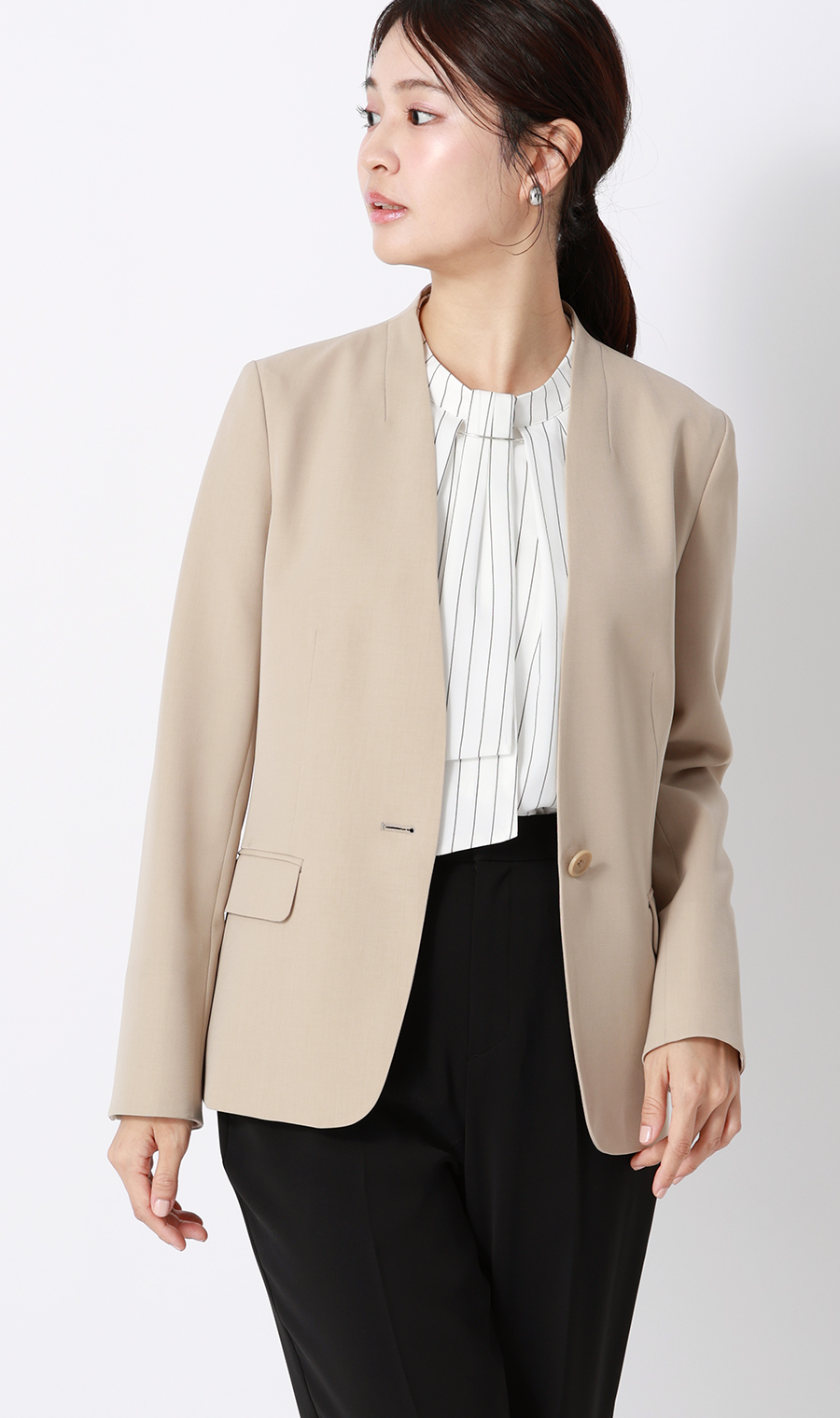 名品アクセサリー付きボウタイブラウス【4WAY】【半袖】 ホワイト S