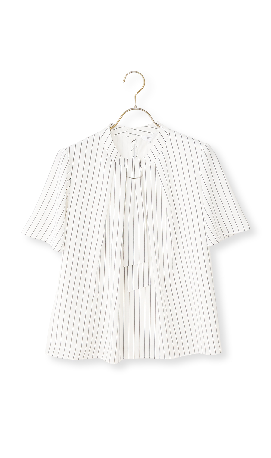 名品アクセサリー付きボウタイブラウス【4WAY】【半袖】 ホワイト S