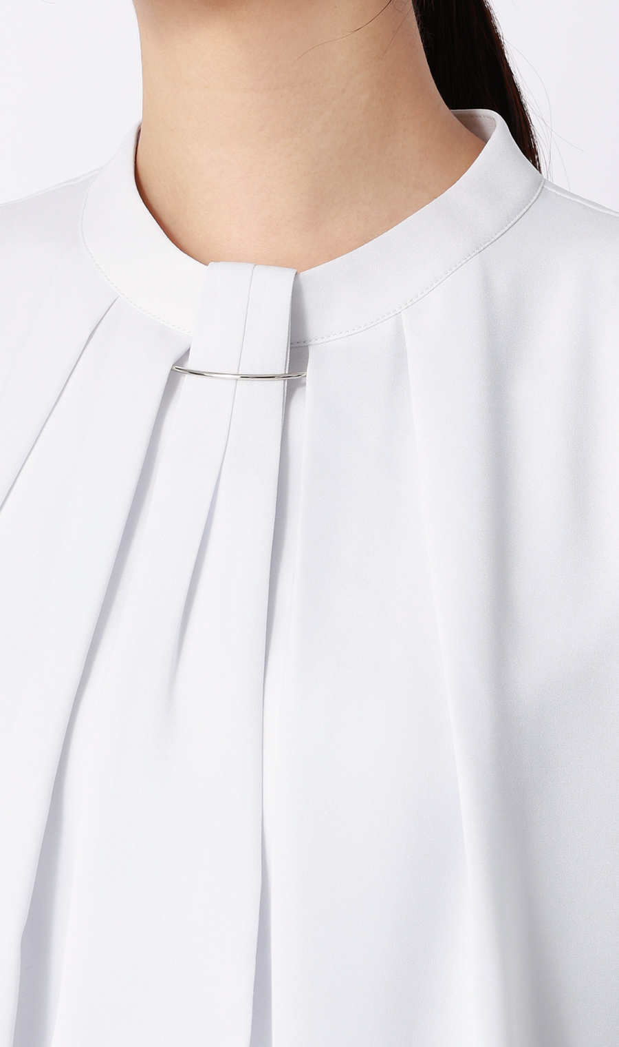 名品アクセサリー付きボウタイブラウス【4WAY】【半袖】 サックス S