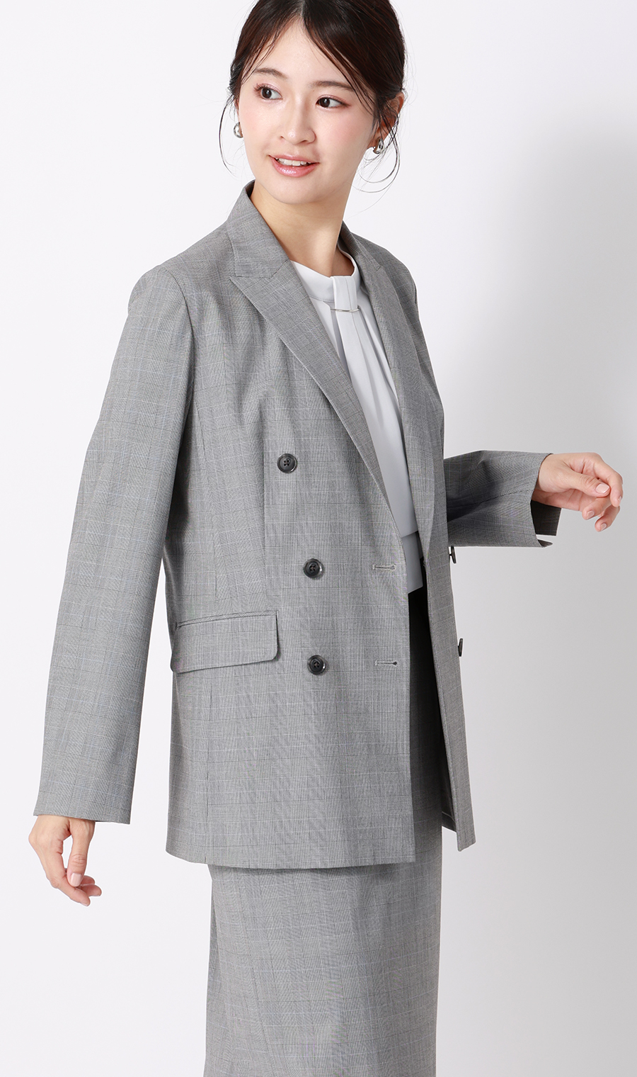 名品アクセサリー付きボウタイブラウス【4WAY】【半袖】 サックス S