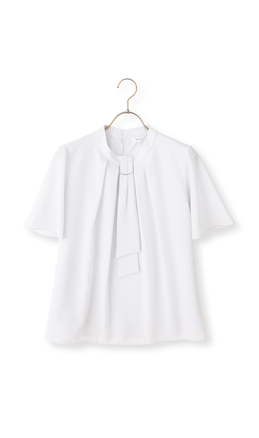 名品アクセサリー付きボウタイブラウス【4WAY】【半袖】 サックス S