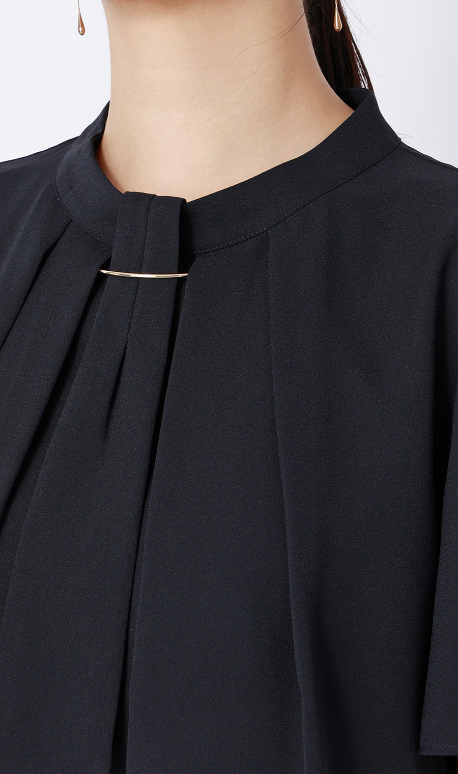 ■名品アクセサリー付きボウタイブラウス【4WAY】【半袖】【WEB限定】 ネイビー S