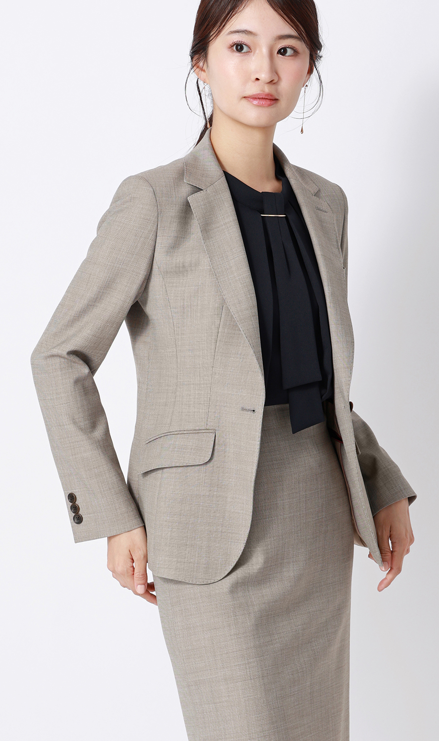 ■名品アクセサリー付きボウタイブラウス【4WAY】【半袖】【WEB限定】 ネイビー S