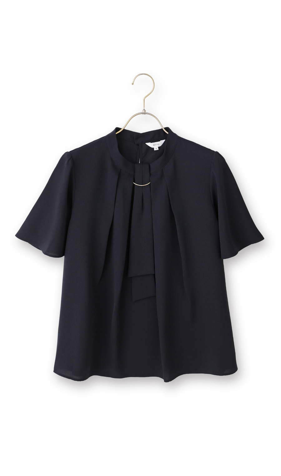 ■名品アクセサリー付きボウタイブラウス【4WAY】【半袖】【WEB限定】 ネイビー S