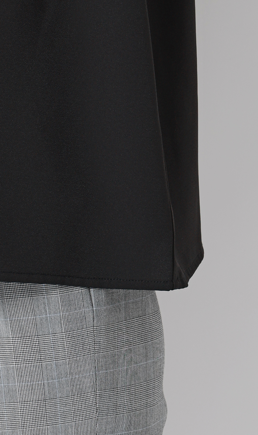 タックスリーブブラウス【半袖】 ブラック S