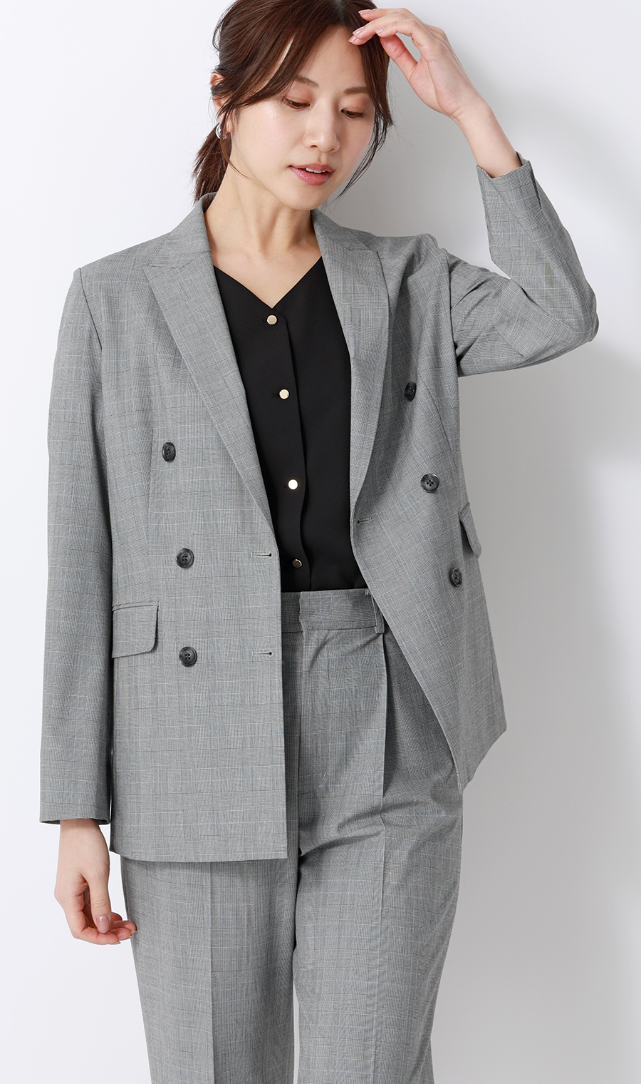 タックスリーブブラウス【半袖】 ブラック S