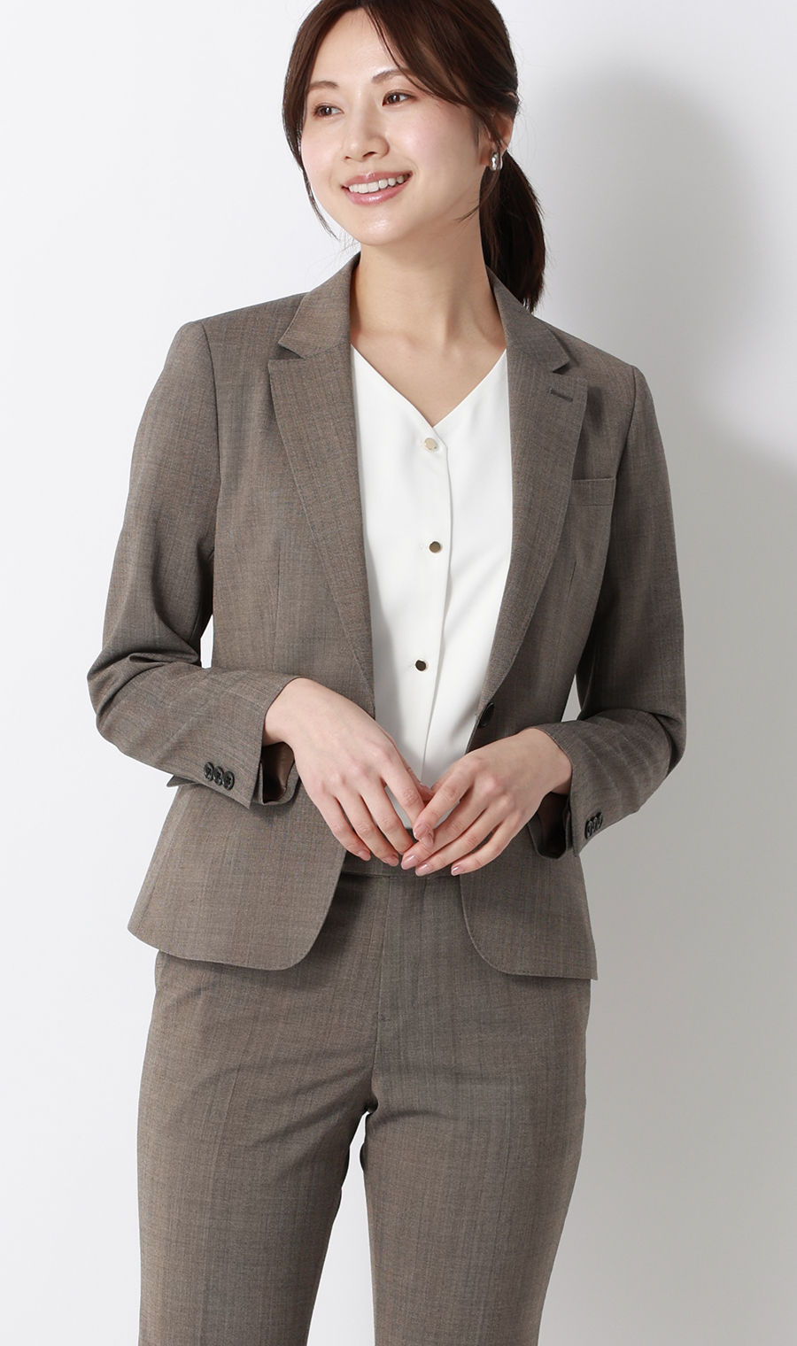 タックスリーブブラウス【半袖】 ホワイト S