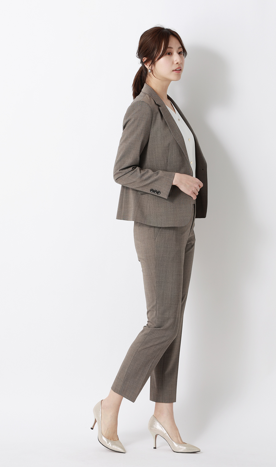 タックスリーブブラウス【半袖】 ホワイト S