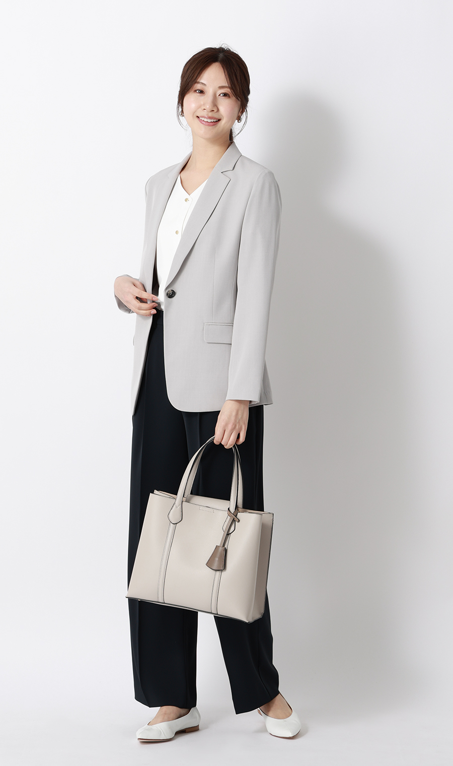 タックスリーブブラウス【半袖】 ホワイト S