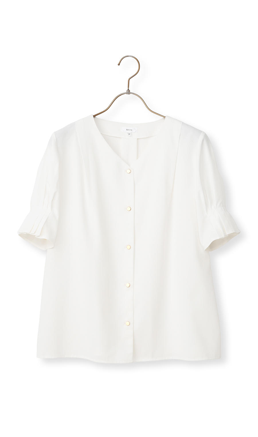 タックスリーブブラウス【半袖】 ホワイト S