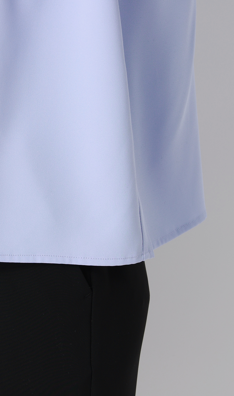 タックスリーブブラウス【半袖】 サックス S