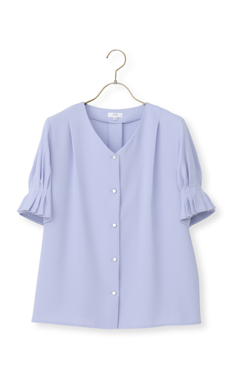 タックスリーブブラウス【半袖】 サックス S