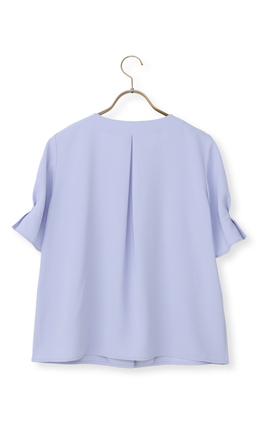 タックスリーブブラウス【半袖】 サックス S