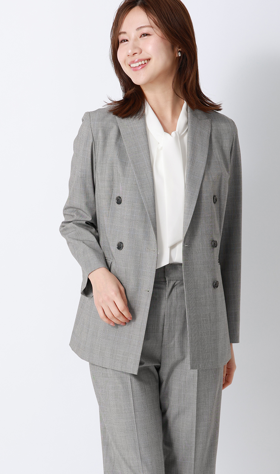 ボウタイドルマンスリーブブラウス【涼】【半袖】 ホワイト M