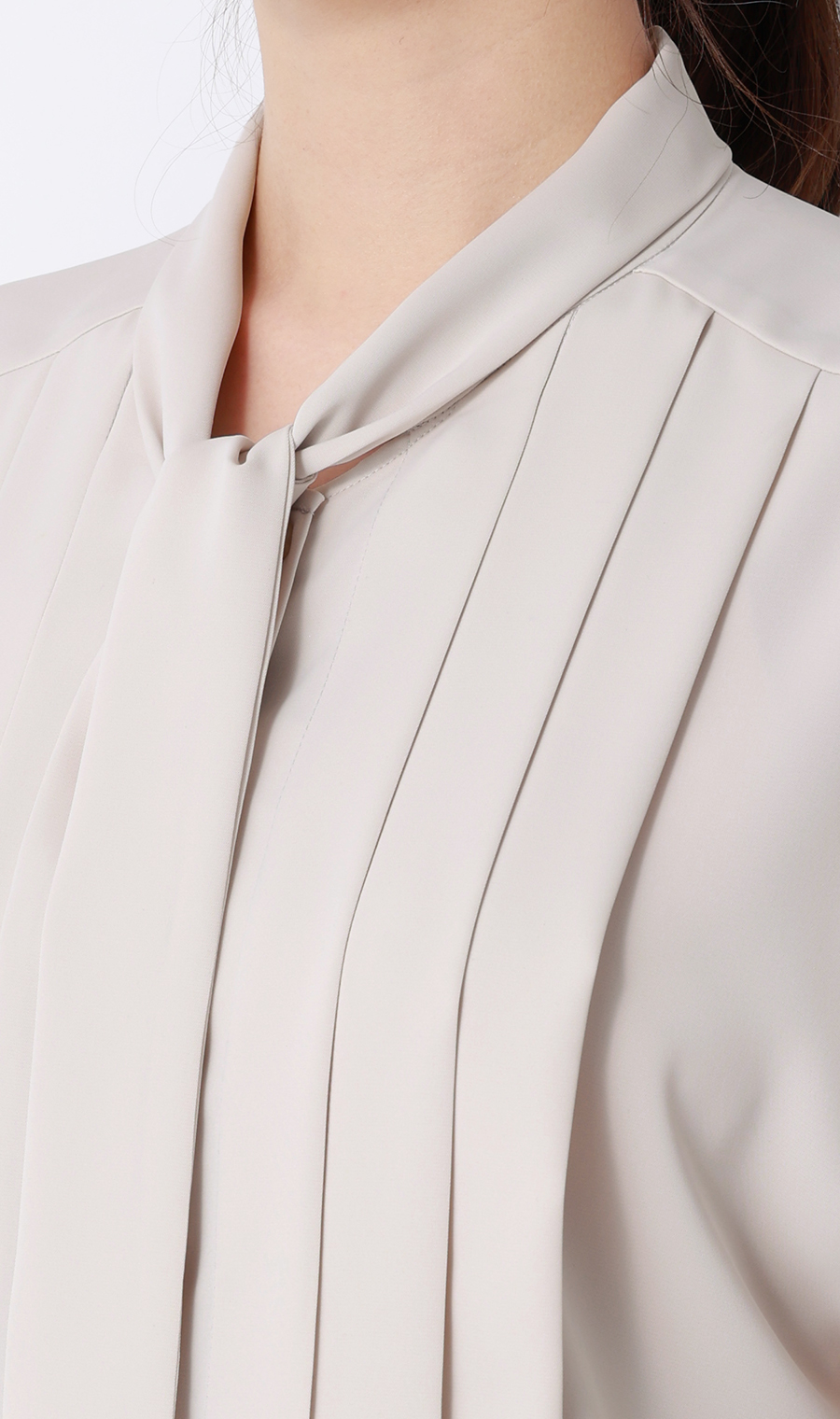 ボウタイドルマンスリーブブラウス【涼】【半袖】 ベージュ M