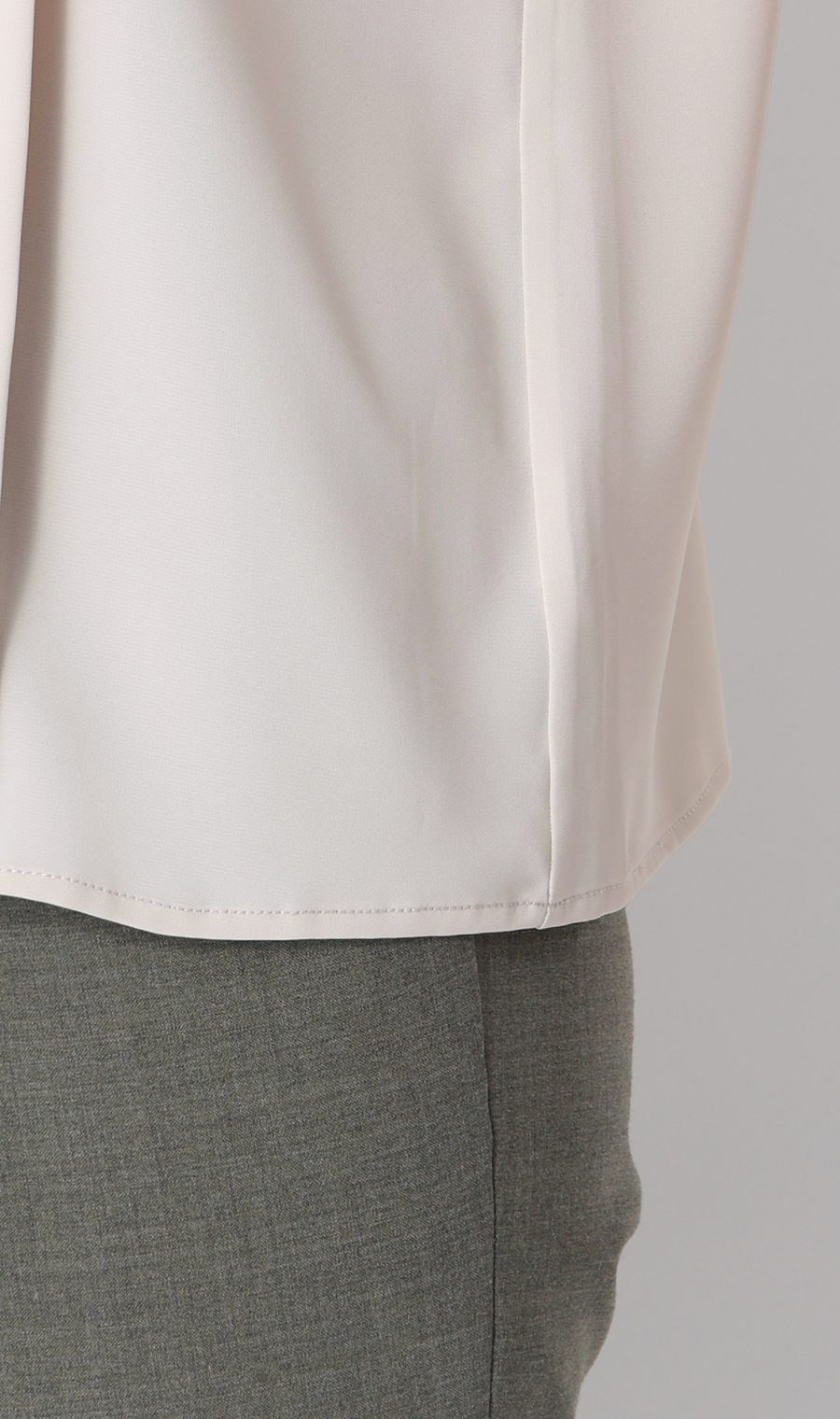 ボウタイドルマンスリーブブラウス【涼】【半袖】 ベージュ M