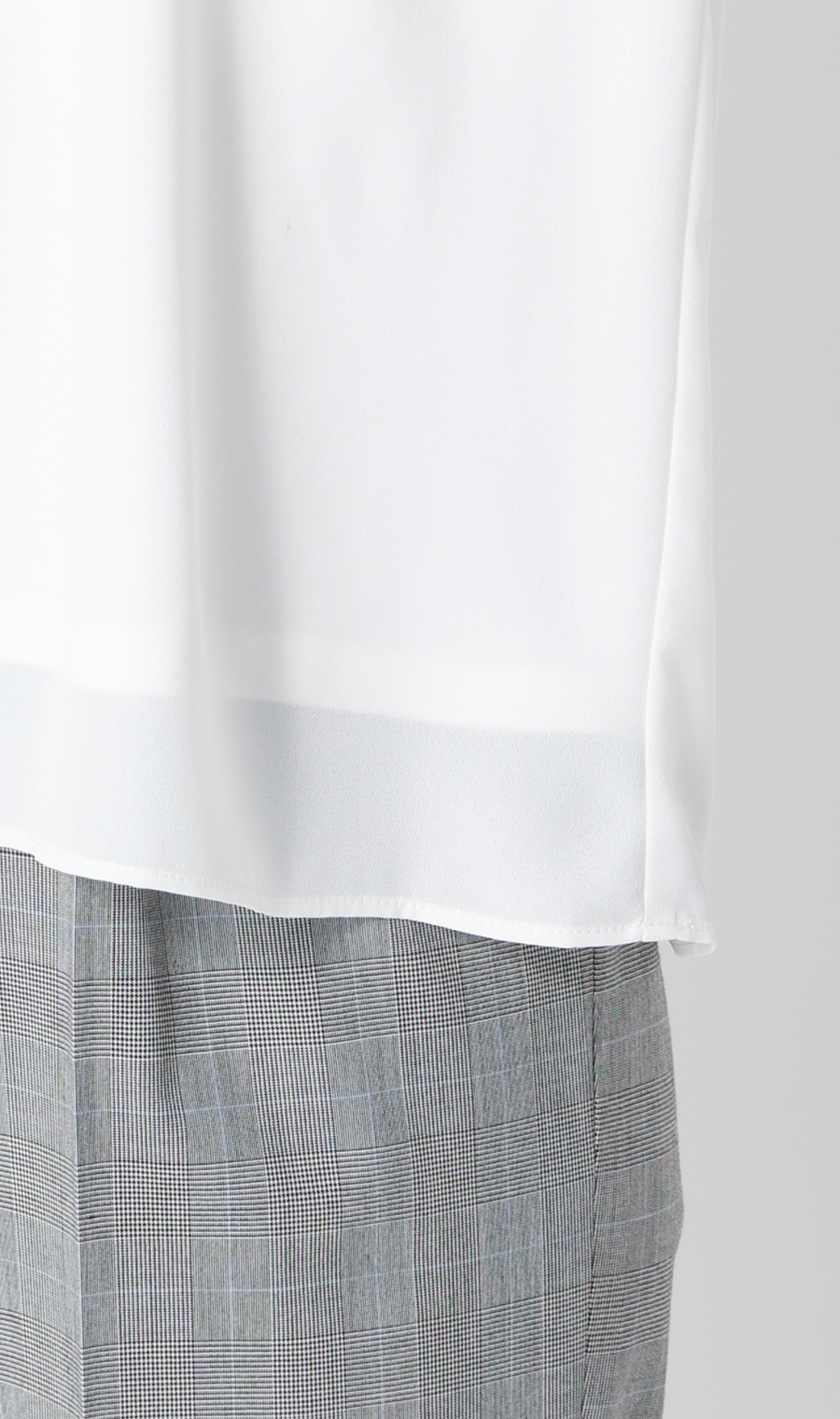 ■クルーネック配色ブラウス【半袖】【WEB限定】 ホワイト L