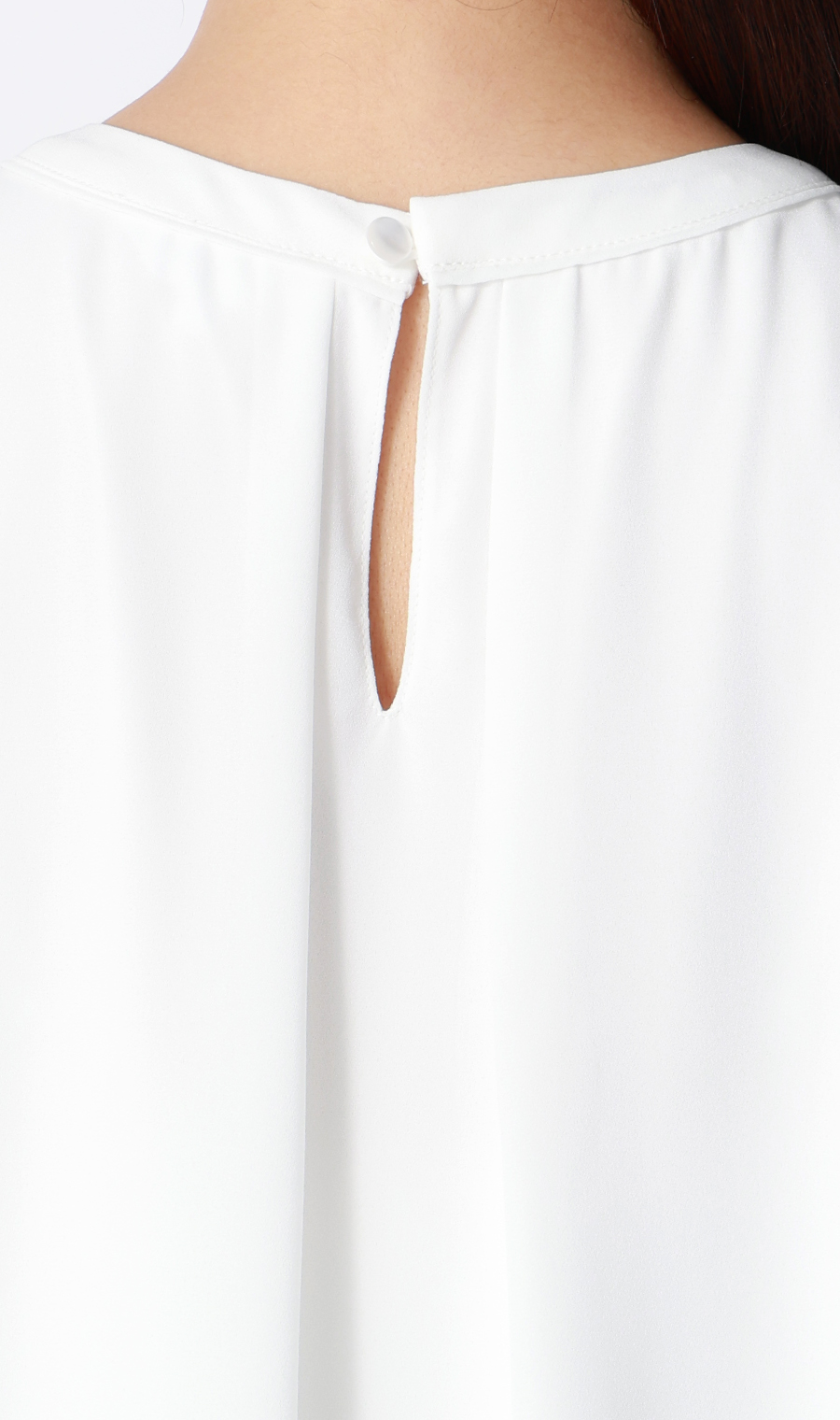 ■クルーネック配色ブラウス【半袖】【WEB限定】 ホワイト L