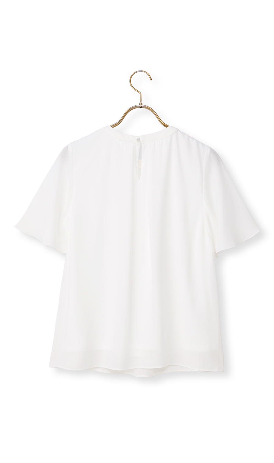 ■クルーネック配色ブラウス【半袖】【WEB限定】 ホワイト L