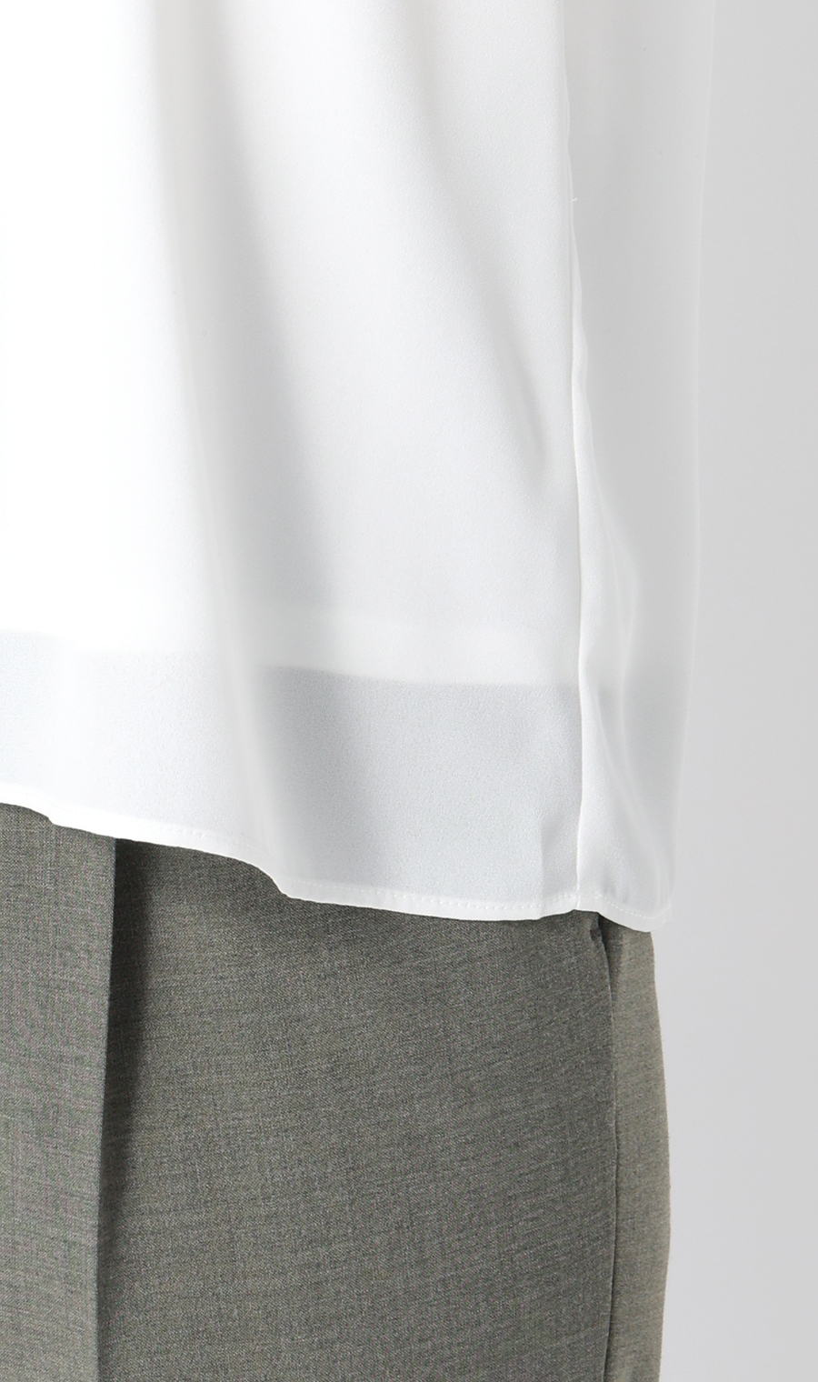 クルーネック配色ブラウス【半袖】 ホワイト 4L