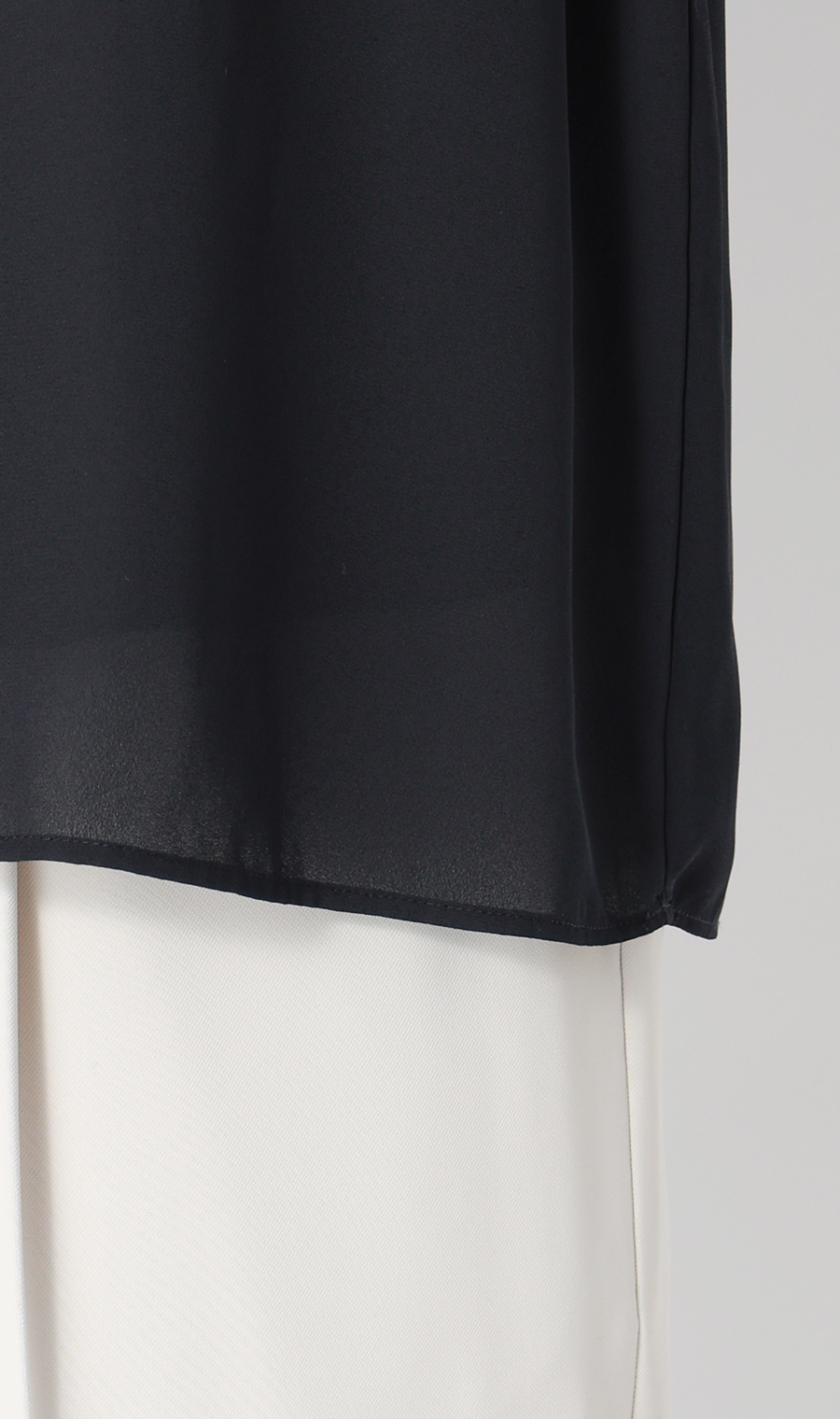 クルーネック配色ブラウス【半袖】 ネイビー SS