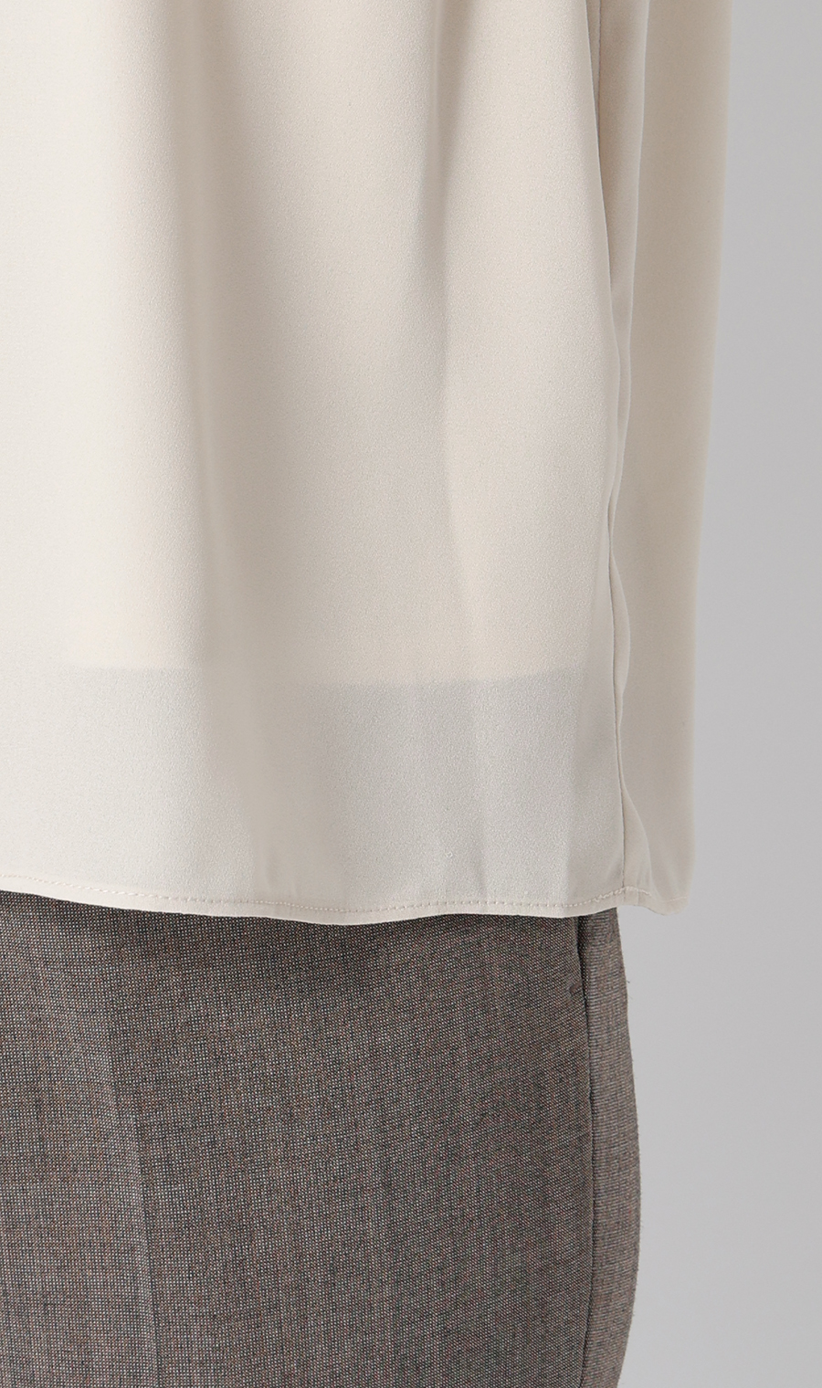 クルーネック配色ブラウス【半袖】 ベージュ SS