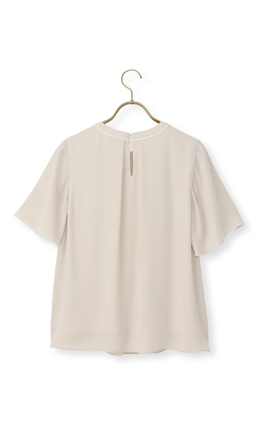 クルーネック配色ブラウス【半袖】 ベージュ SS