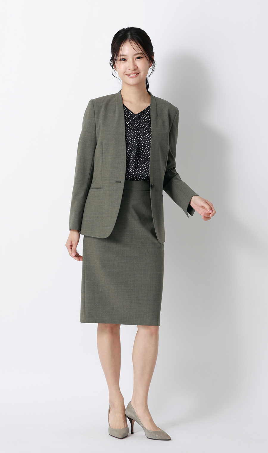 Vネックサテンブラウス【涼】【半袖】 ネイビー S