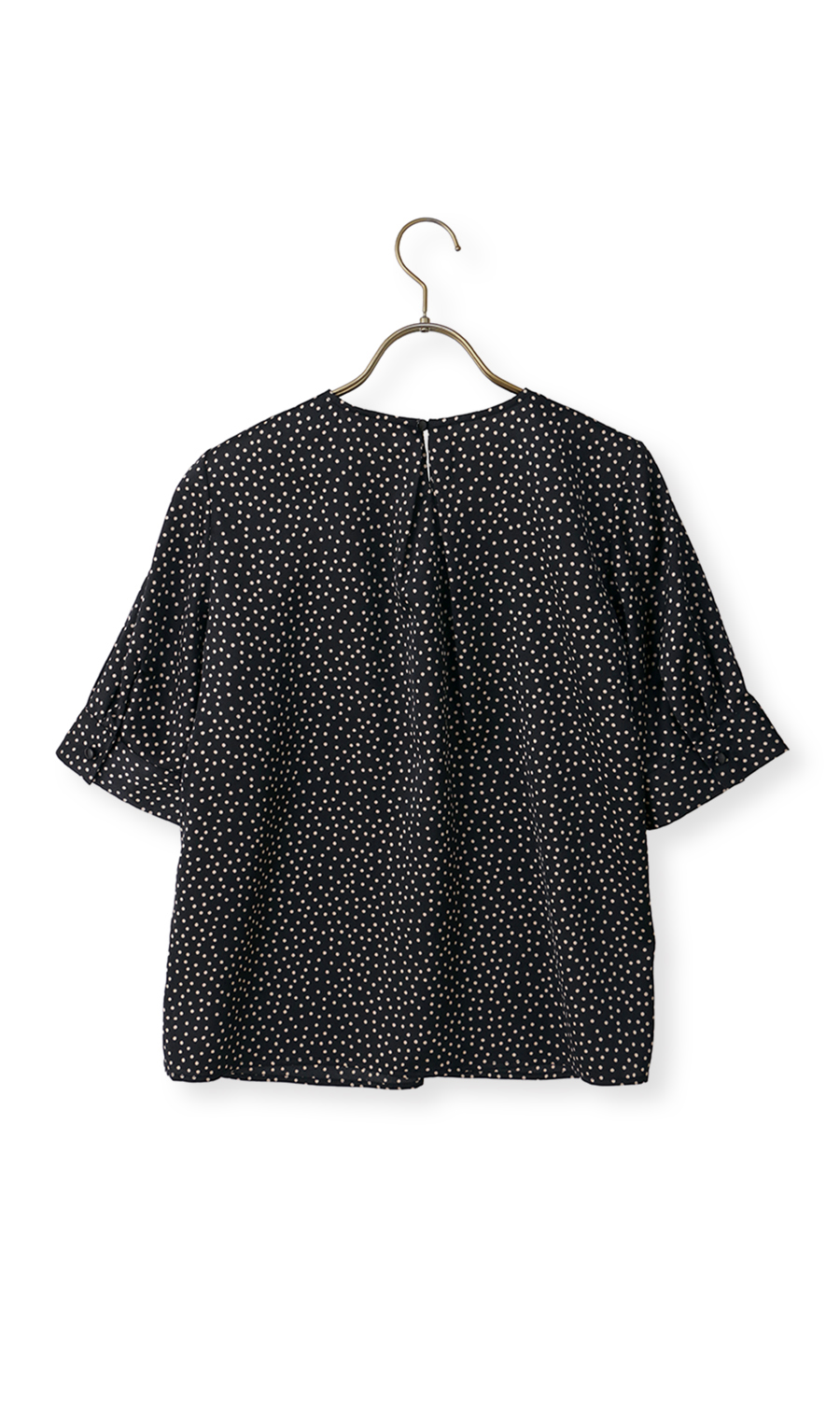 Vネックサテンブラウス【涼】【半袖】 ネイビー S