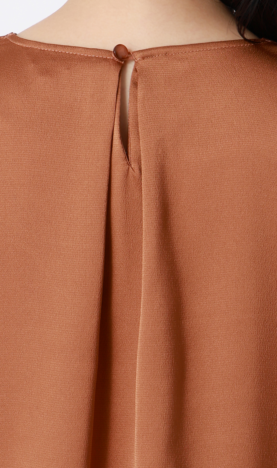 Vネックサテンブラウス【涼】【半袖】 オレンジ S