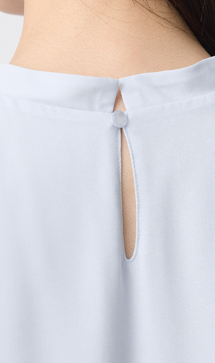 フロントタックバルーンヘムブラウス【涼】【半袖】 サックス SS