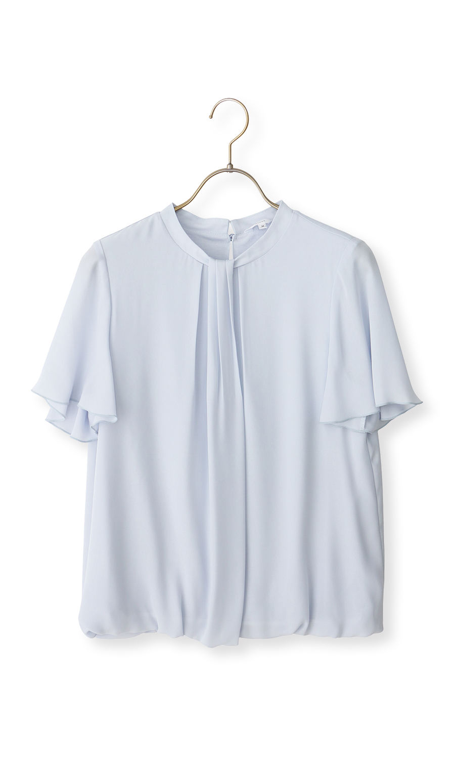 フロントタックバルーンヘムブラウス【涼】【半袖】 サックス SS