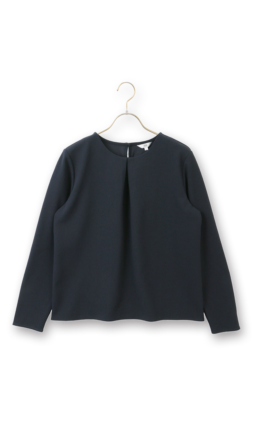ゼロプレッシャーブラウス【タックデザイン】【長袖】 ネイビー S