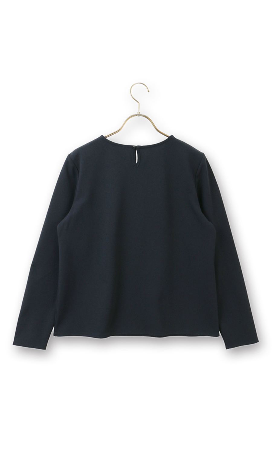 ゼロプレッシャーブラウス【タックデザイン】【長袖】 ネイビー S
