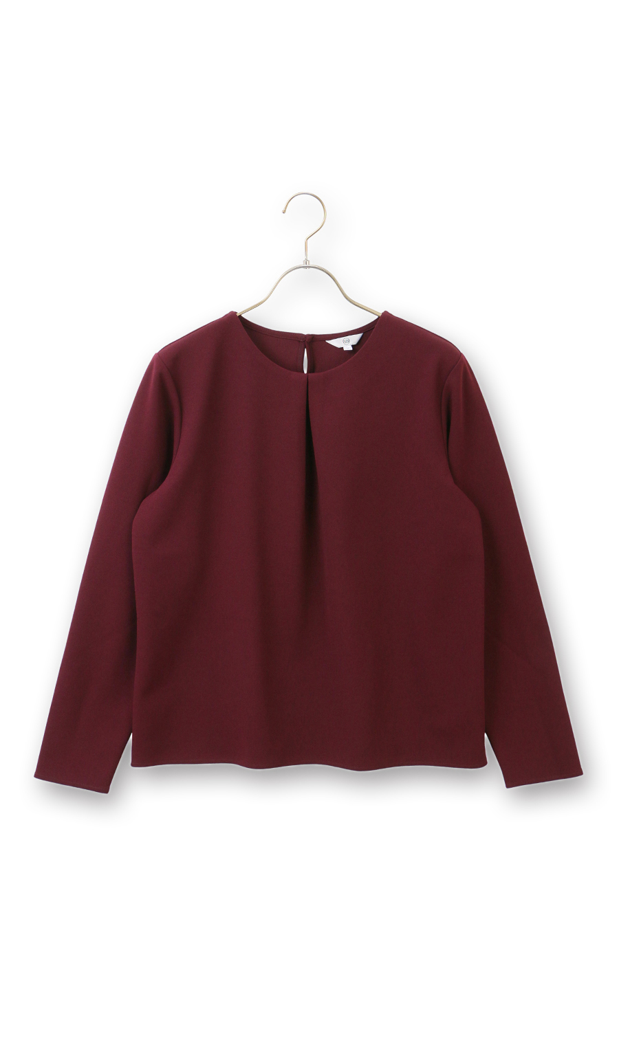 ゼロプレッシャーブラウス【タックデザイン】【長袖】 ワイン S