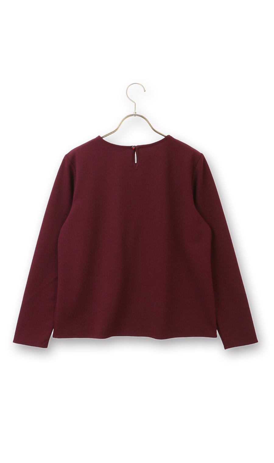 ゼロプレッシャーブラウス【タックデザイン】【長袖】 ワイン S