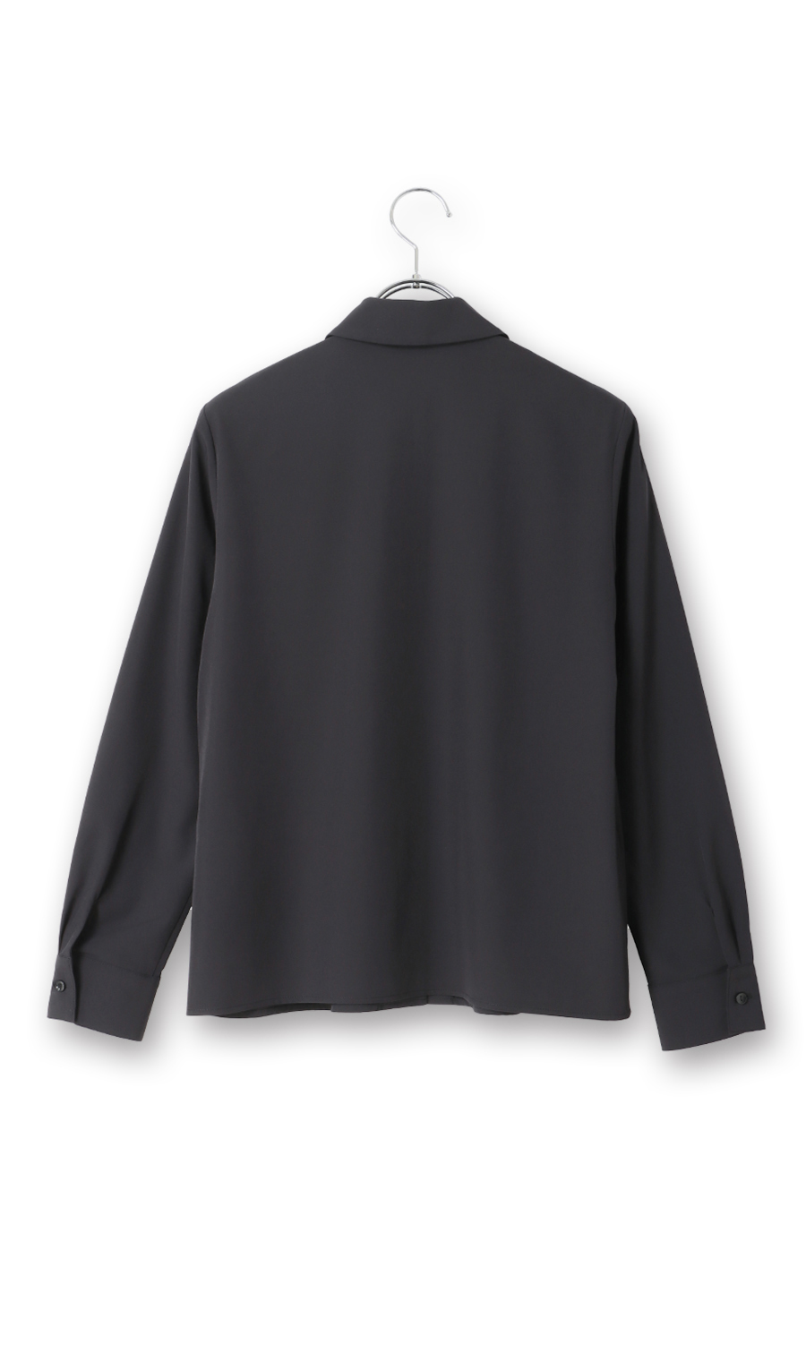 【みんなのブラウス】ゼロプレッシャーブラウス【シャツカラー】【長袖】 ブラック SS