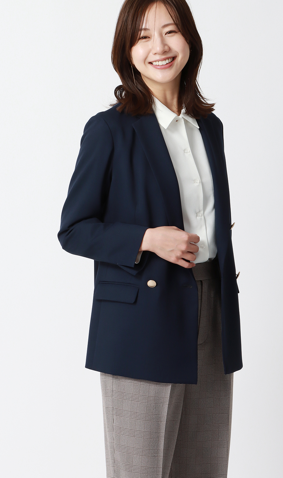 【みんなのブラウス】ゼロプレッシャーブラウス【シャツカラー】【長袖】 ホワイト SS