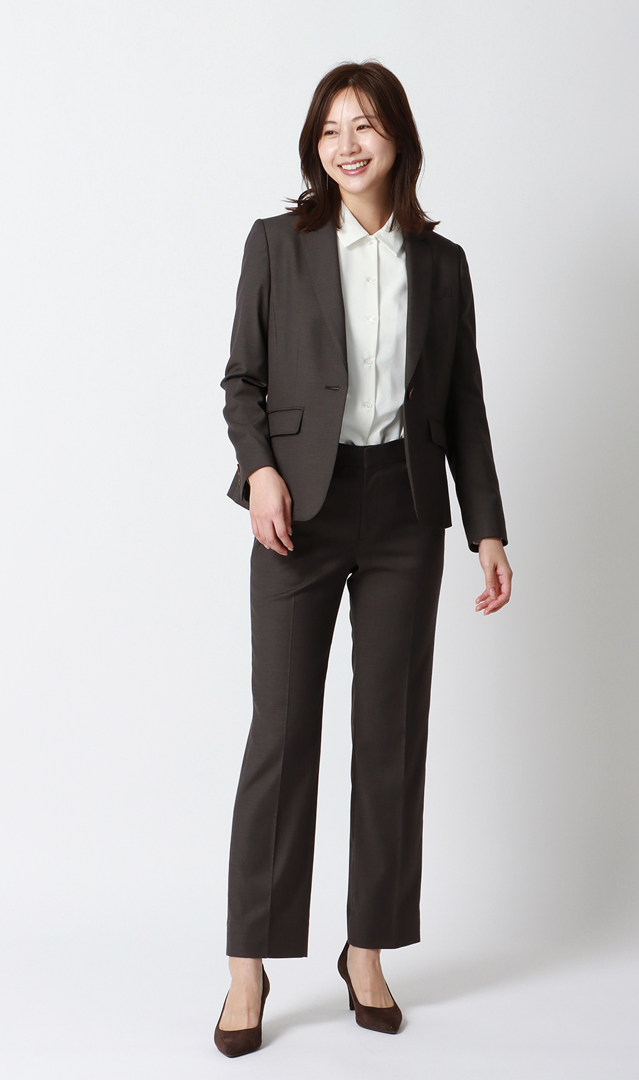 【みんなのブラウス】ゼロプレッシャーブラウス【シャツカラー】【長袖】 ホワイト SS